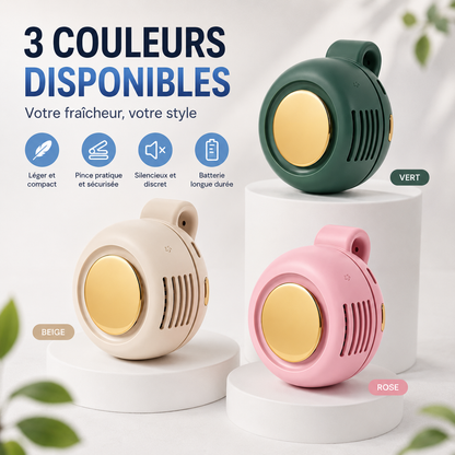 Mini ventilateur portable silencieux USB à clipser, 3 vitesses, rotation ajustable